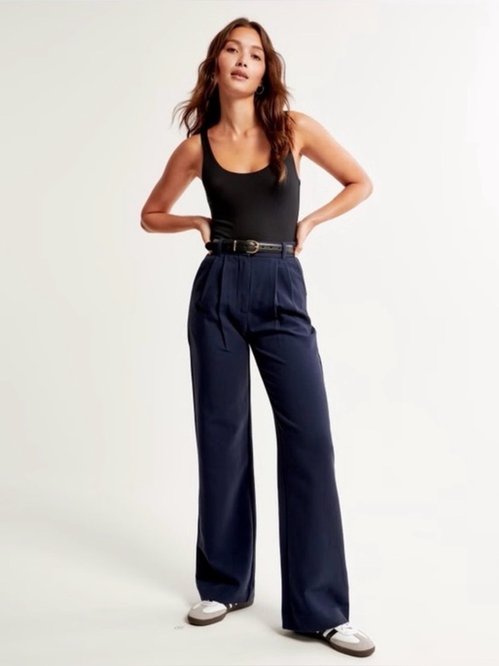 Abercrombie & Fitch Navy Wide-Leg Trousers